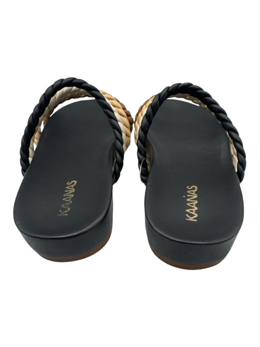 Kaanas Shoe Size 7 Black, Beige & Brown Leather Upper Twist Strap Mule Sandals Black, Beige & Brown / 7