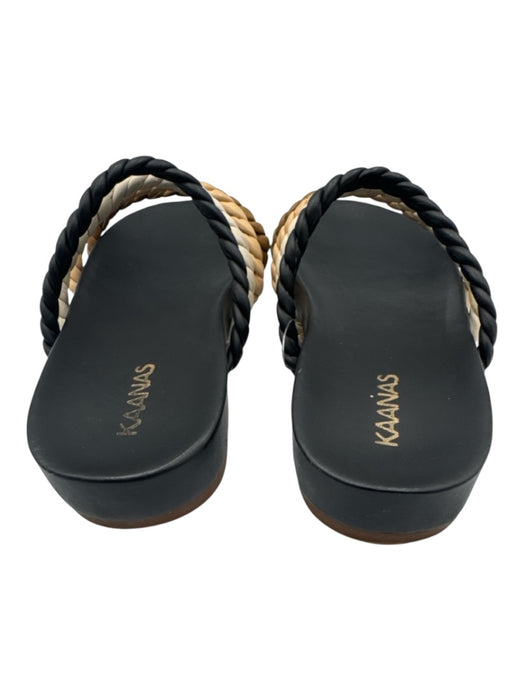 Kaanas Shoe Size 7 Black, Beige & Brown Leather Upper Twist Strap Mule Sandals Black, Beige & Brown / 7