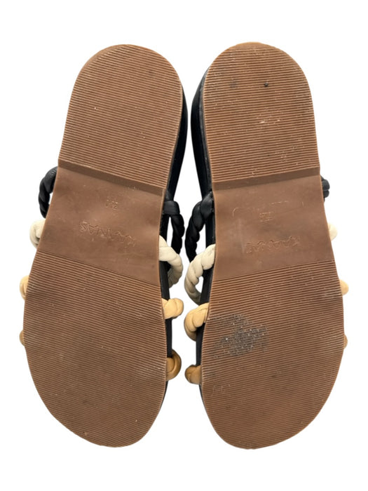 Kaanas Shoe Size 7 Black, Beige & Brown Leather Upper Twist Strap Mule Sandals Black, Beige & Brown / 7