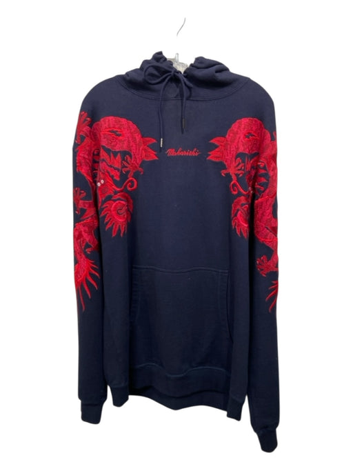 Maharishi Size L Navy & Red Cotton Blend Dragon Hoodie Men's Jacket Navy & Red / L