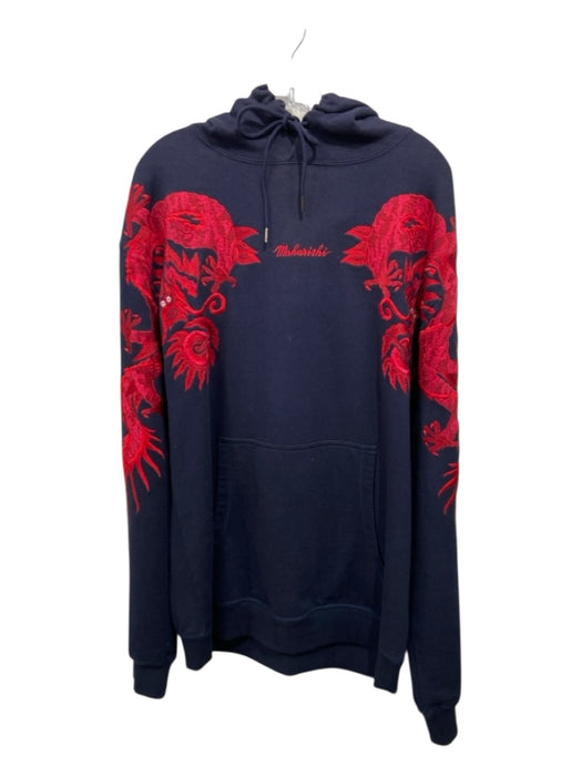Maharishi Size L Navy & Red Cotton Blend Dragon Hoodie Men's Jacket Navy & Red / L