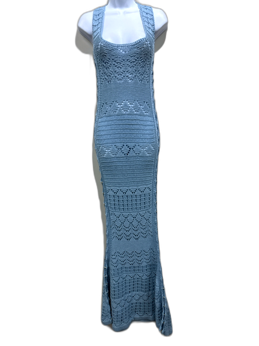 Alexis Size L Blue Cotton Open Knit Sleeveless Dress Blue / L