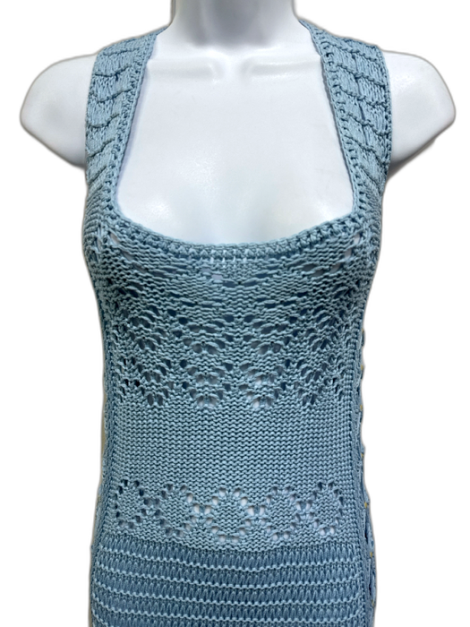 Alexis Size L Blue Cotton Open Knit Sleeveless Dress Blue / L