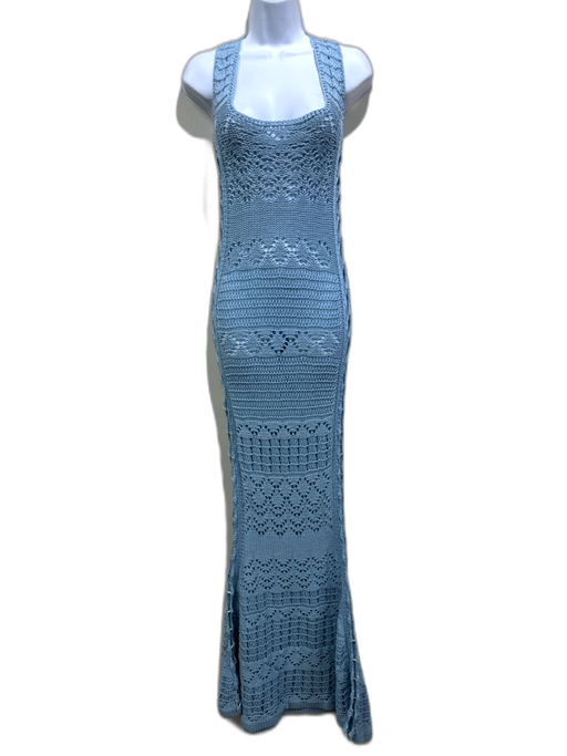 Alexis Size L Blue Cotton Open Knit Sleeveless Dress Blue / L