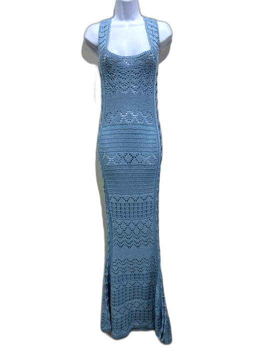 Alexis Size L Blue Cotton Open Knit Sleeveless Dress Blue / L