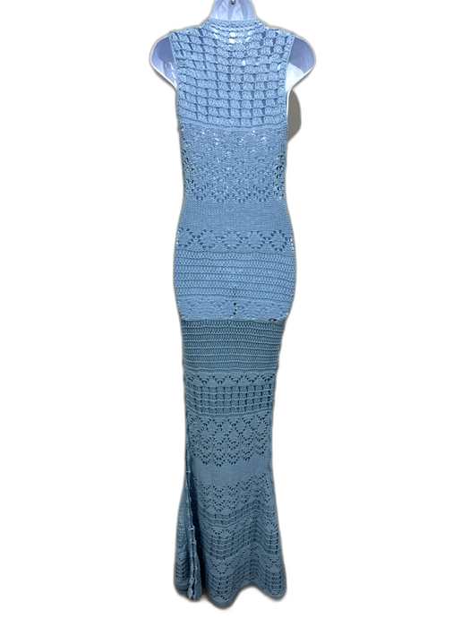 Alexis Size L Blue Cotton Open Knit Sleeveless Dress Blue / L