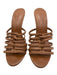 Schutz Shoe Size 8.5 Brown Leather Wood Heel Strappy Open Toe Wedges Brown / 8.5