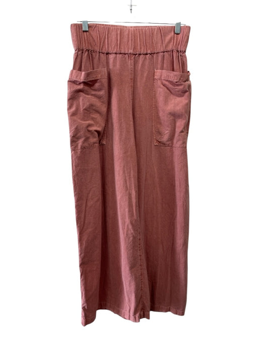 Free People Size XS Red Cotton High Rise Elastic Waist Wide Leg Pockets Pants Red / XS