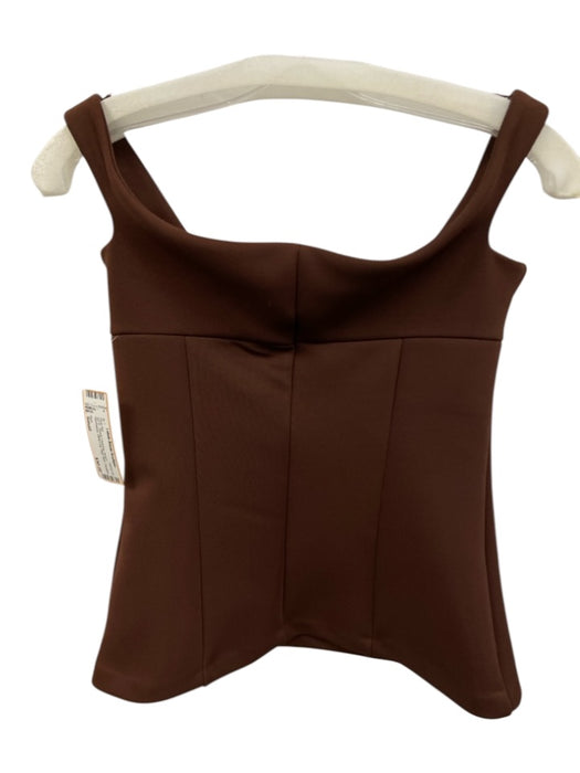 Zara Size Small Brown Sleeveless Wide Leg High Rise Paneled Pant Set Brown / Small