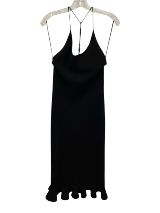 Rebecca Taylor Size Small Black Viscose Blend Racerback Beads Ruffle Midi Dress Black / Small