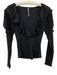 By Anthropologie Size XS Black Cotton Blend Long Sleeve Ruffles Ribbed Top Black / XS