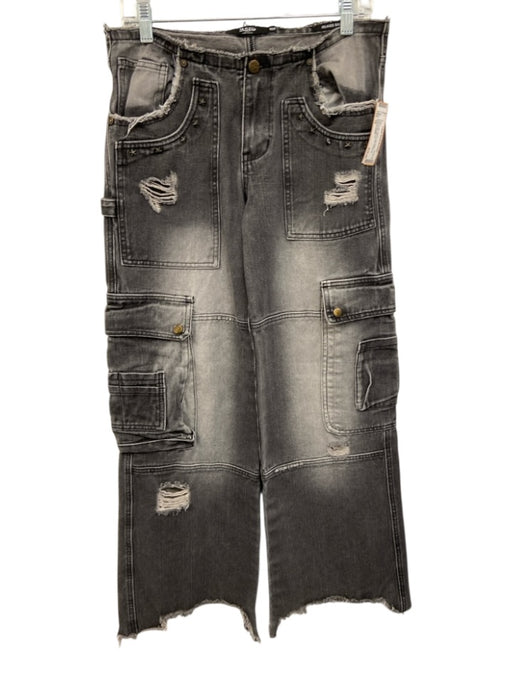 Jaded London Size 28 Gray Cotton Denim Low Rise Distressed Stars Cargo Jeans Gray / 28