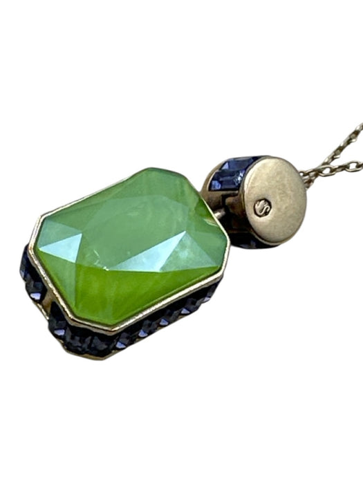 Swarovski Gold, Green, Purple Crystal Dainty Chain Pendant Necklace Gold, Green, Purple