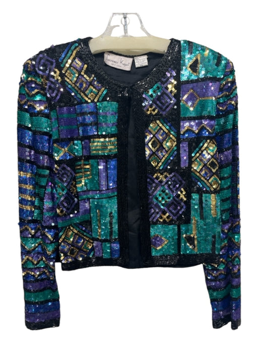 Lawrence Kagar Size PS Black, Blue & Purple Fully Sequined Open Front Jacket Black, Blue & Purple / PS