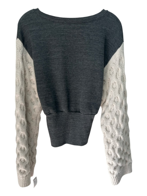 Zara Gray & Cream Missing Fabric Tag Color & Fabric Block Knit Sleeves Sweater Gray & Cream