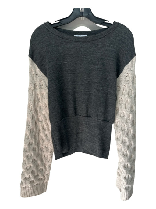 Zara Gray & Cream Missing Fabric Tag Color & Fabric Block Knit Sleeves Sweater Gray & Cream