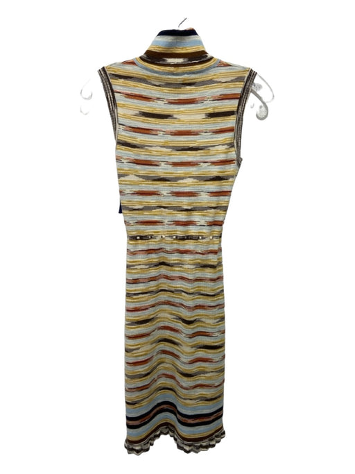 M Missoni Size 4 Yellow, Blue, Brown, Orange Wool Knit Abstract Stripe Dress Yellow, Blue, Brown, Orange / 4