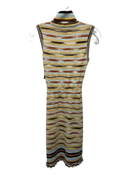 M Missoni Size 4 Yellow, Blue, Brown, Orange Wool Knit Abstract Stripe Dress Yellow, Blue, Brown, Orange / 4