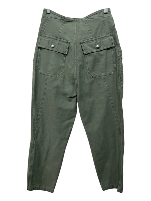 Frame Size 25 Sage green Cotton Pleated High Rise Pockets Pants Sage green / 25