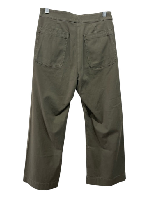 A.L.C. Size 2 Army Green Cotton Button Detail High Rise Straight Wide Cut Pants Army Green / 2