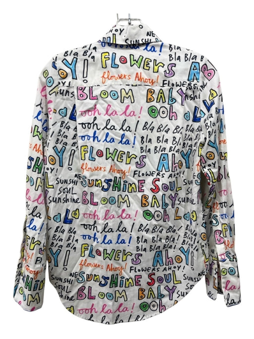 Mira Mikati Size XS/36 White & Multi Cotton Long Sleeve Buttondown Words Top White & Multi / XS/36