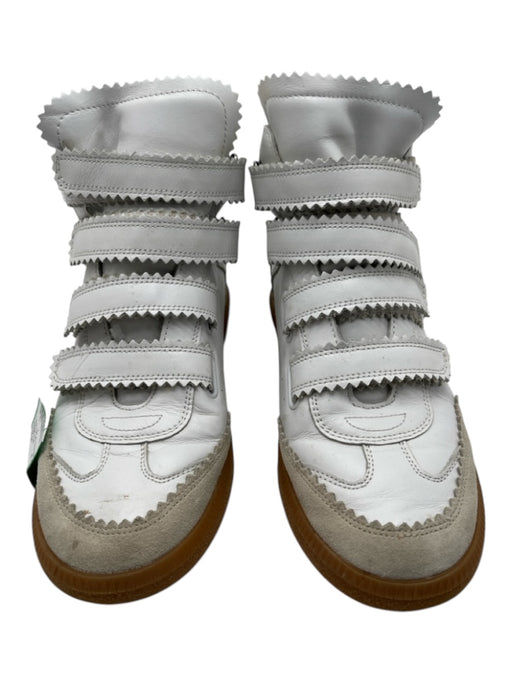 Isabel Marant Shoe Size 37 White & Black Leather Hidden Wedge High Top Sneakers White & Black / 37