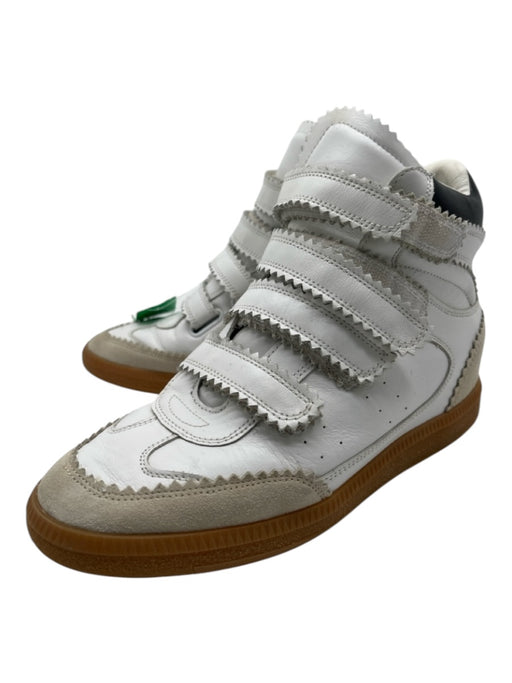 Isabel Marant Shoe Size 37 White & Black Leather Hidden Wedge High Top Sneakers White & Black / 37