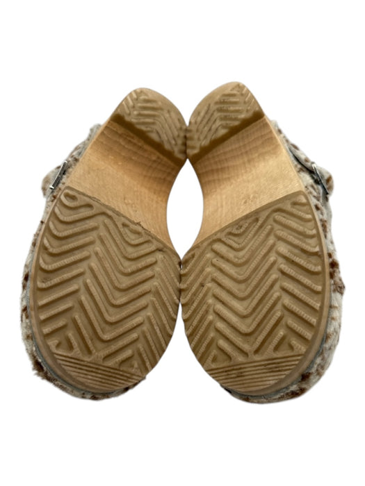 No. 6 Shoe Size 36 Beige & Brown Pony Hair Wood Sole Shearling Lined Clogs Beige & Brown / 36