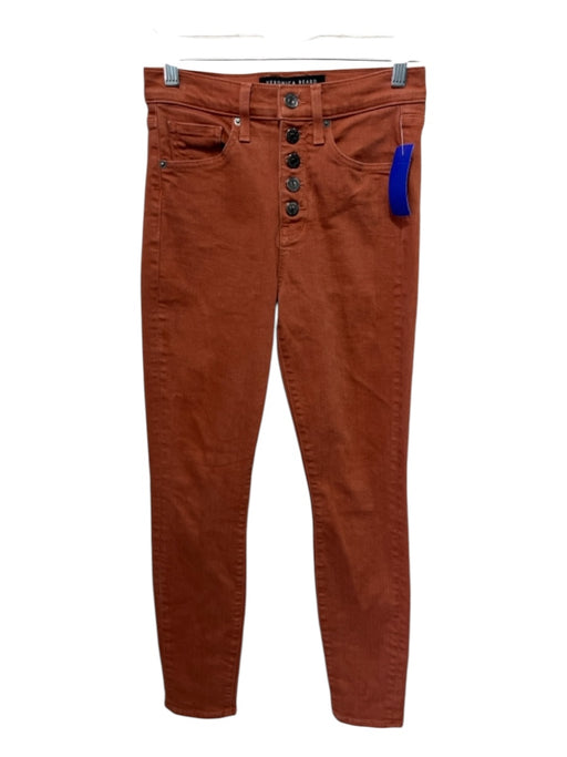 Veronica Beard Size 25 Burnt Orange Cotton Blend Button Fly Skinny Jeans Burnt Orange / 25