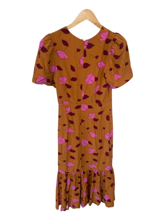 Rhode Size 6 Orange & Pink Viscose Blend Short Sleeve Flowers Back Zip Dress Orange & Pink / 6