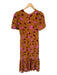 Rhode Size 6 Orange & Pink Viscose Blend Short Sleeve Flowers Back Zip Dress Orange & Pink / 6