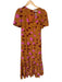 Rhode Size 6 Orange & Pink Viscose Blend Short Sleeve Flowers Back Zip Dress Orange & Pink / 6