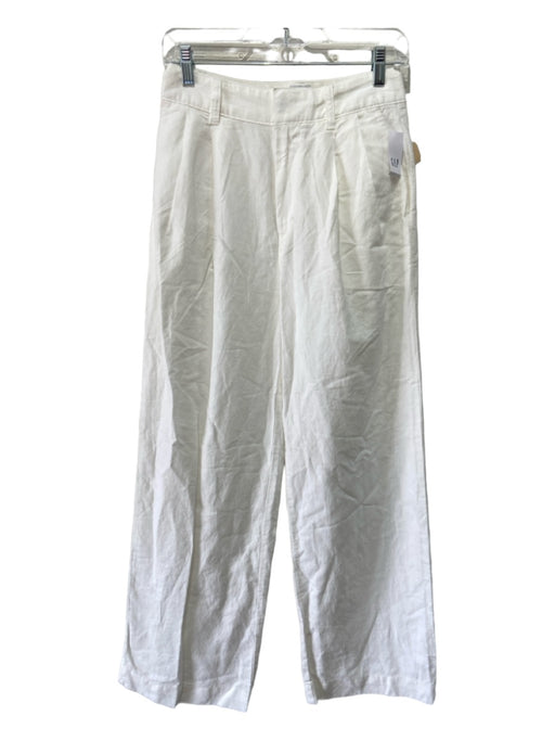 Gap Size 2 White Linen Blend Pleated Wide Leg Pants White / 2