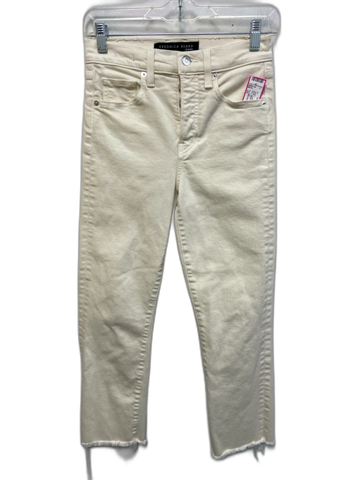 Veronica Beard Jeans Size 25 White Cotton Button Fly Straight Mid Rise Jeans White / 25