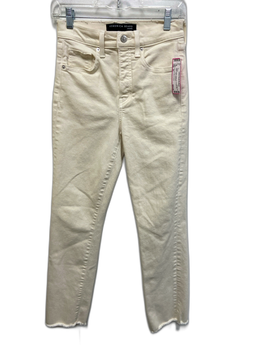 Veronica Beard Jeans Size 25 White Cotton Button Fly Straight Mid Rise Jeans White / 25