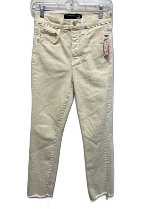 Veronica Beard Jeans Size 25 White Cotton Button Fly Straight Mid Rise Jeans White / 25