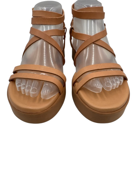 Ancient Greek Sandals Shoe Size 37 Beige Leather Upper Strappy Platform Sandals Beige / 37