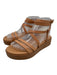Ancient Greek Sandals Shoe Size 37 Beige Leather Upper Strappy Platform Sandals Beige / 37