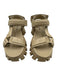 Prada Shoe Size 36.5 Beige Leather Upper Embossed Logo Velcro Ankle Sandals Beige / 36.5