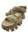 Prada Shoe Size 36.5 Beige Leather Upper Embossed Logo Velcro Ankle Sandals Beige / 36.5
