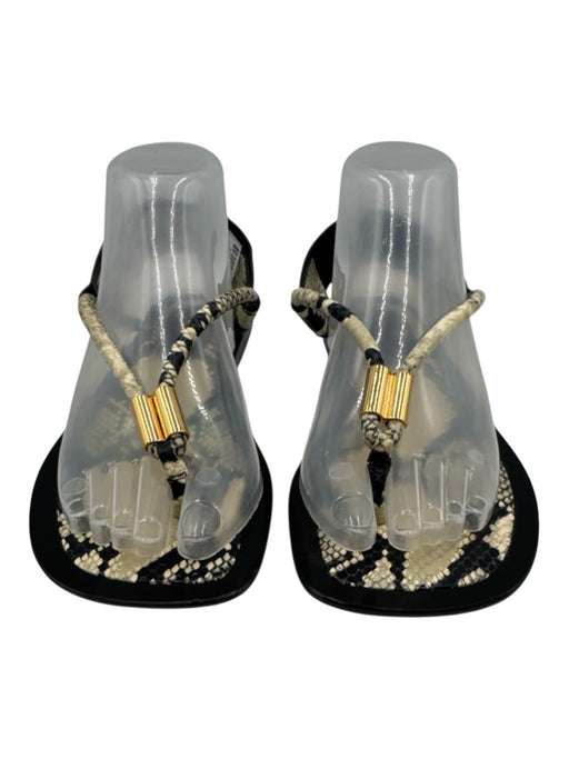 Khaite Shoe Size 37 Yellow Beige & Black Leather Upper Snakeskin print Sandals Yellow Beige & Black / 37