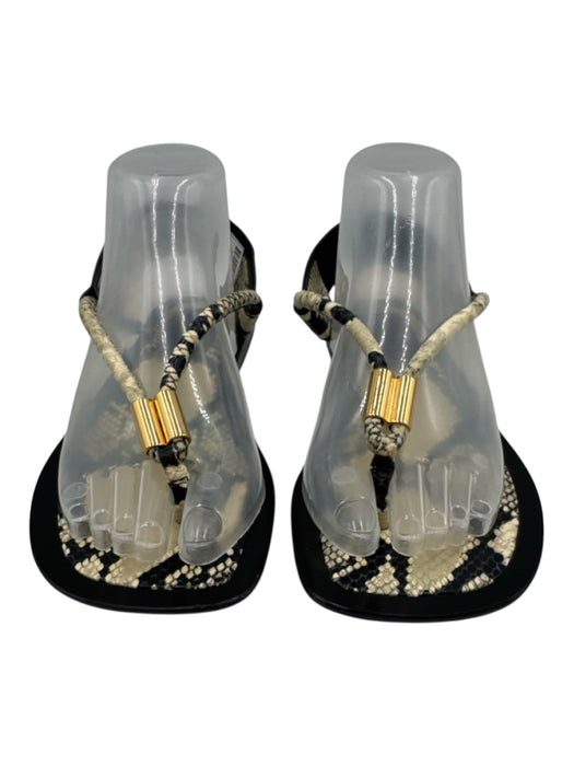 Khaite Shoe Size 37 Yellow Beige & Black Leather Upper Snakeskin print Sandals Yellow Beige & Black / 37