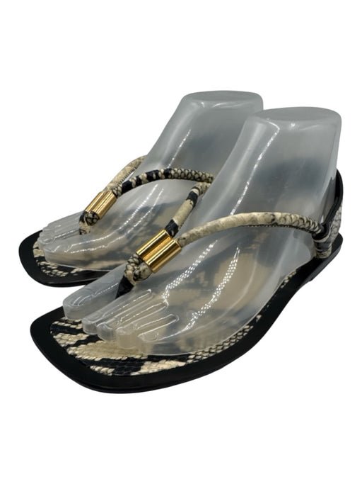 Khaite Shoe Size 37 Yellow Beige & Black Leather Upper Snakeskin print Sandals Yellow Beige & Black / 37