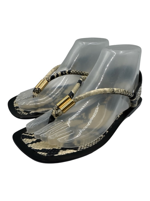 Khaite Shoe Size 37 Yellow Beige & Black Leather Upper Snakeskin print Sandals Yellow Beige & Black / 37
