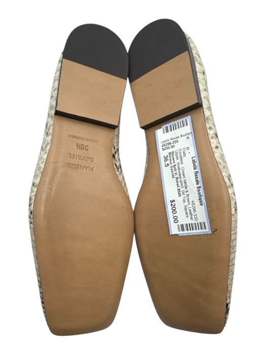 Mansur Gavriel Shoe Size 36.5 Cream White & Brown Leather Upper Slit Top Flats Cream White & Brown / 36.5