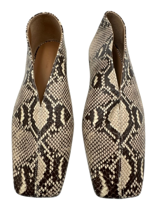 Mansur Gavriel Shoe Size 36.5 Cream White & Brown Leather Upper Slit Top Flats Cream White & Brown / 36.5