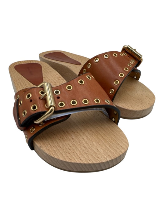 Isabel Marant Shoe Size est 37 Cognac Brown Leather Upper Grommet Sandals Cognac Brown / est 37
