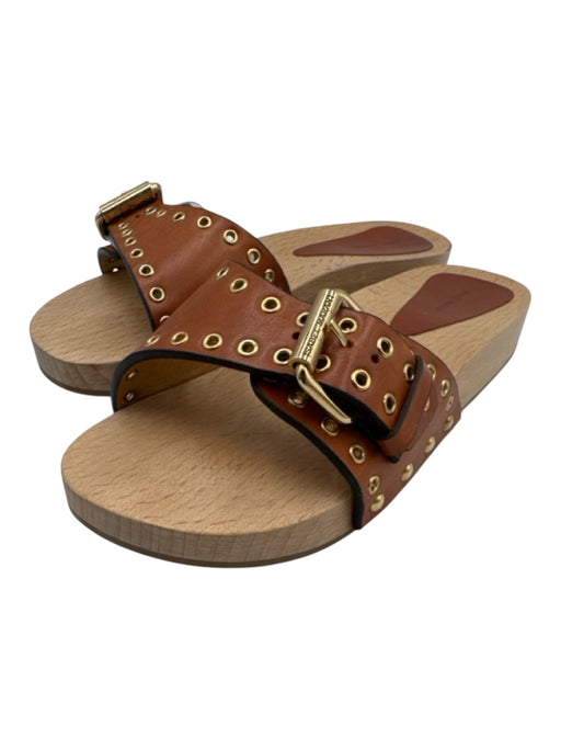 Isabel Marant Shoe Size est 37 Cognac Brown Leather Upper Grommet Sandals Cognac Brown / est 37