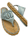 Chanel Shoe Size 36 Light Blue & Beige textile upper Terry Cloth Thong Sandals Light Blue & Beige / 36