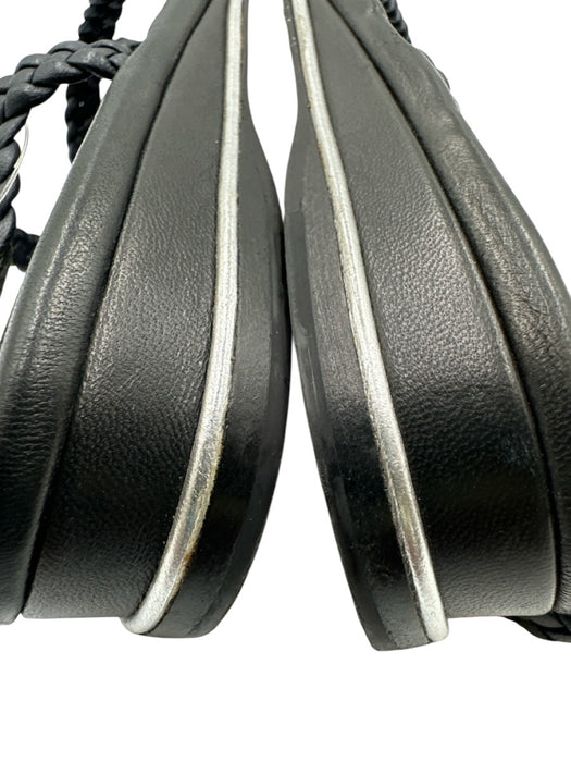Chanel Shoe Size 37 Midnight blue Leather Upper Braided Strap Toe Ring Sandals Midnight blue / 37